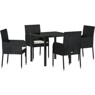 vidaXL Conjunto De Comedor De Jard&iacute;n Con Coj&iacute;n 5 Pcs Negro Polirat&aacute;n Vidaxl