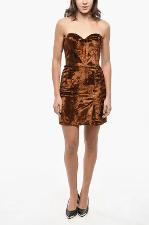 Alexander McQueen Velour Strapless Sheath Dress with Sweetheart Neckline Alexander McQueen