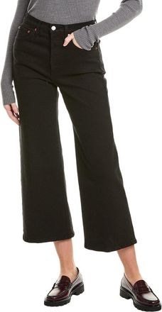 Re/Done Re/Done High-Rise Black Wide Leg Crop Jean