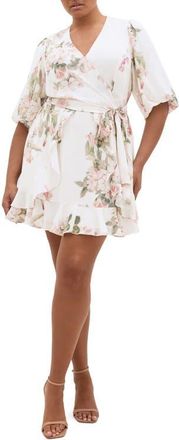 City Chic Koko Floral Minidress in Delicate Fl at Nordstrom, Size 14W