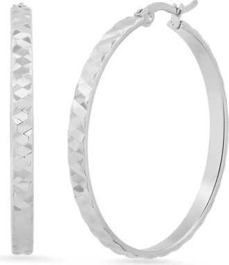 HMY Jewelry Stainless Steel 40mm Hoop Earrings in Metallic at Nordstrom Rack