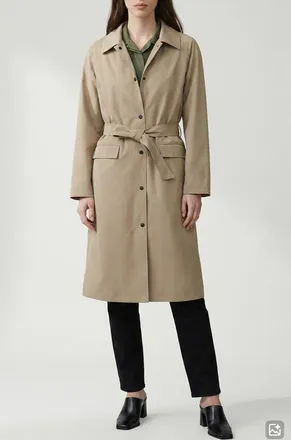 Noize Janice Tie Waist Water Repellent Coat in Sand at Nordstrom, Size X-Large