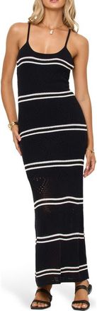 L*Space Heart to Heart Cotton Knit Cover-Up Maxi Dress in Black/Cream at Nordstrom, Size X-Small
