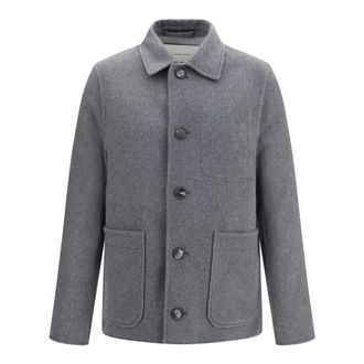 Ami Button-Down jack van wol en kasjmier - Heren - Jassen - Grijs - Maat: L Wol