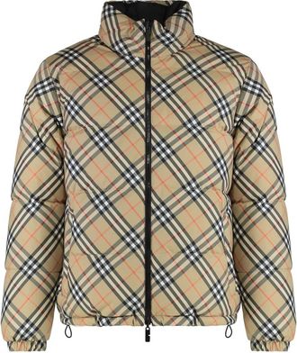 Burberry Reversible Snowdon Check donsjas - Heren - Gewatteerde jassen - Beige - L - Polyester - Jassen