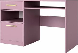 Mirjan24 Mesa De Oficina Delbalo 102, P&uacute;rpura + Dorado, Con Puertas, Con Cajones, N&uacute;mero De Puertas: 1, N&uacute;mero De Cajones: 1, 82x125x58cm