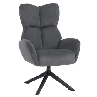 Hhg [nunca Usado] Sill&oacute;n Lounge Hhg-533, Sill&oacute;n De C&oacute;ctel/tapizado/relax, Sill&oacute;n Lounge Giratorio, Metal, Cord&oacute;n (320 G/m&sup2;), Gris Oscuro