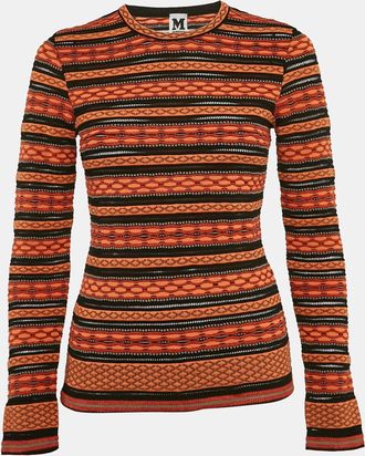M Missoni Orange/black Patterned Knit Top