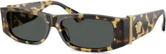 Versace Occhiali da sole Medusa rettangolari - Marrone