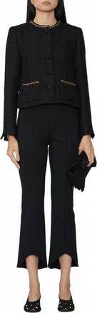 Drew Jenn Collarless Blazer In Black/gold