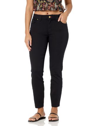 Tommy Hilfiger Womens Skinny Ankle Sateen Color Pants, Black, 8