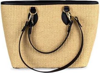 Persaman New York Naomi Raffia & Leather Tote in Black at Nordstrom Rack