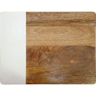 Gibson Home 16 Inch Duo Tone Rectangular Wood Serving Platter in White at Nordstrom