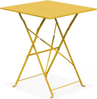 Oviala Mesa de jard&iacute;n plegable tipo bistr&oacute; de metal amarillo