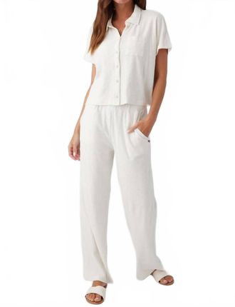Sol Angeles Terry Wide Leg Pants In Ecru