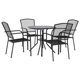Berkfield Home Stackable Garden Chair Set 5 pcs Anthracite Powder-coated Steel in Black