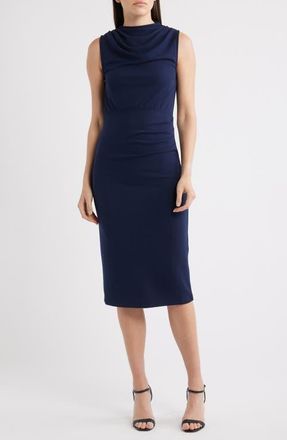 Nikki Lund Kim Drape Sleeveless Dress in Navy at Nordstrom, Size X-Large