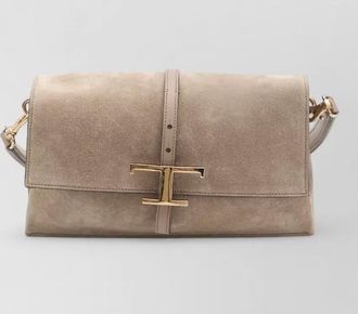 Tod's t flap shoulder bag top handle leather