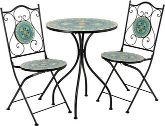Wanderlust Deco Conjunto De Mesa Y 2 Sillas De Metal Multicolor 60x60x75h Cm, 38x46x90h Cm