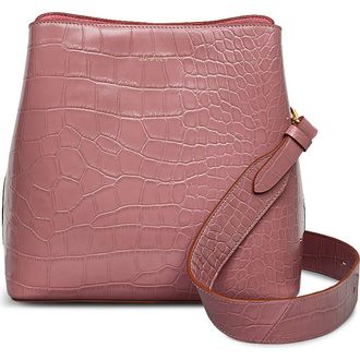 Radley London Medium Dukes Place Croc-Embossed Leather Crossbody Bag in French Rose at Nordstrom Rack