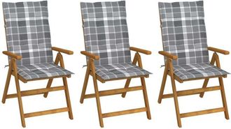 vidaXL Vidaxl - Sillas De Jard&iacute;n Plegables 3 Uds Y Cojines Madera Maciza Acacia