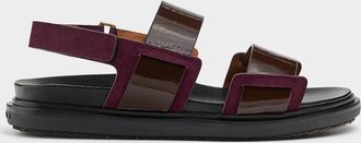 Marni Womens Fussbett lustrous straps prune-coloured sandals