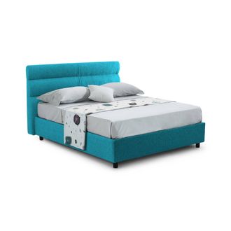 Dmora Cama Matrimonial Brienno, Desenfundable, Con Almacenamiento Made In Italy, Tama&ntilde;o Colch&oacute;n 160x190 Cm, Azul