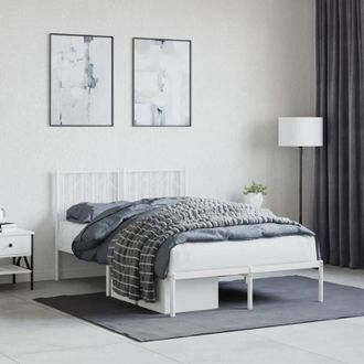 vidaXL Giroletto con Testiera Metallo Bianco 120x190 cm vidaXL