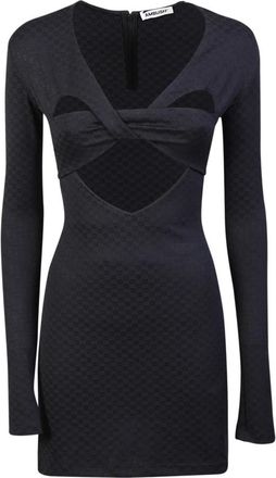 AMBUSH Zwarte jurk met V-hals en uitsnijdingen - Dames - Korte kleedjes - Zwart - S - Spandex - Kleedjes