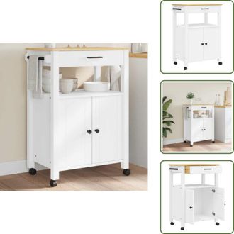 vidaXL The Living Store Carrello da Cucina MONZA 60x40x88,5 cm in Legno Massello di Pino - Carrello da cucina in legno