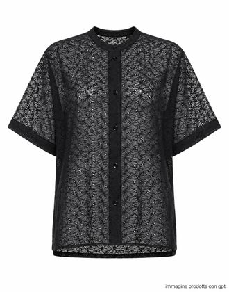 Forte_Forte Black Round Neck Cotton Shirt