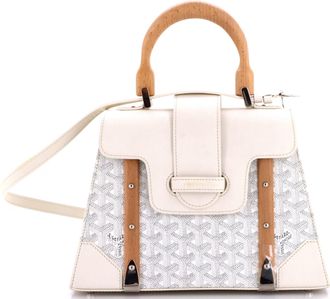 Goyard Saigon Top Handle Bag Coated Canvas with Leather PM