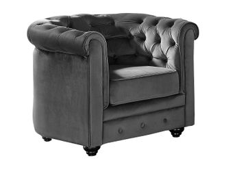 Vente-Unique Poltrona CHESTERFIELD in velluto Antracite