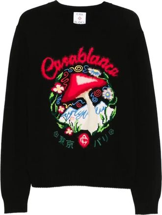 Casablanca Mushroom-Embroidered Sweater - Mens - Polyamide/Cotton/Polyester