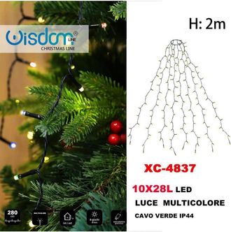 Trade Shop Trade Shop - Manto Cadena De Luces 280 Led 10x28 Luces Multicolor Cable Verde Xc-4837