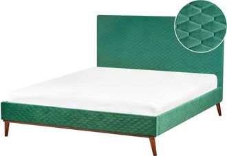 Beliani Beliani - Letto Imbottito Verde Scuro Testiera Imbottita a Doghe 160 x 200 cm Bayonne