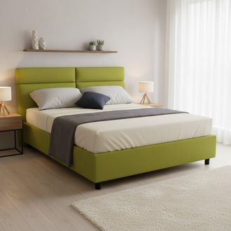 Dmora Cama Doble Ator, Cama Doble Desfundable, Con Almacenaje Hecha En Italia, Tama&ntilde;o De Colch&oacute;n 160x200 Cm, Verde