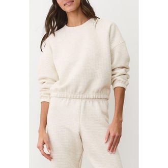 Marine Layer Corbet Quilted Crewneck Sweatshirt in Oatmeal Heather at Nordstrom, Size X-Large