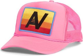Aviator Nation Logo Rainbow Trucker Hat in Neon Pink at Nordstrom