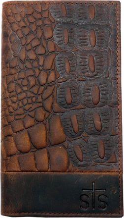 StS Ranchwear Mens Croc Bifold Wallet In Brown