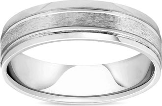 Pompeii3 6mm Mens Brushed Flat Wedding Band 10K White Gold Size Selectable