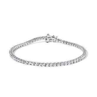 House of Brilliance 14K White Gold Lab Grown 4.00 Cttw Round Brilliant Cut Diamond Classic Tennis Bracelet (F-G Color, VS2-SI1 Clarity)