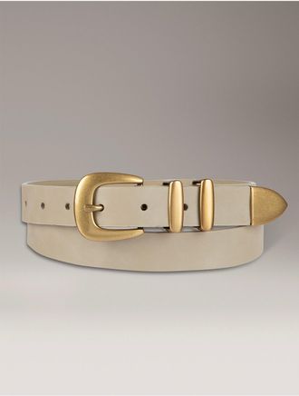 Calvin Klein Womens Solid Square Buckle Belt - Neutral - XL