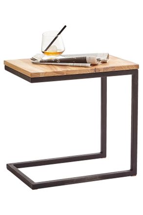 Xora Beistelltisch, Schwarz, Eichefarben, Holz, Metall, Wildeiche, massiv, rechteckig, C-Form, 45x45x30 cm, Wohnzimmer, Wohnzimmertische, Beistelltische, B