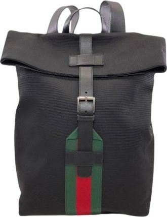 Gucci Pre-owned Canvas Rugzak - Dames - Vintage Rugzakken - Zwart - ONE Size - Vintage