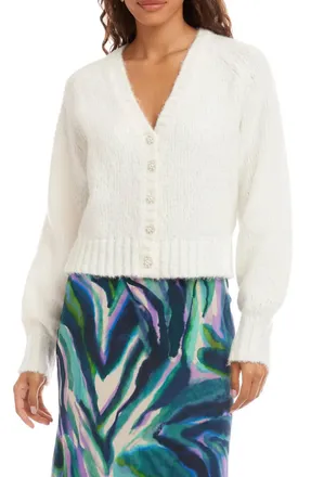 Karen Kane Pearl Cardigan Sweater In Off White