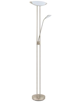 Eglo Eglo Baya 1 2 Light Integreated Led Floor Lamp With Matte Nickel Finish & Adjustable Reading Lamp