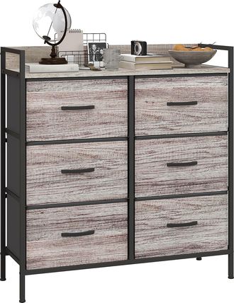 OEM C&oacute;moda Con 6 Cajones Plegables Cajonera De Tela Con Estructura De Acero Estilo Industrial 79x29x85 Cm Gris
