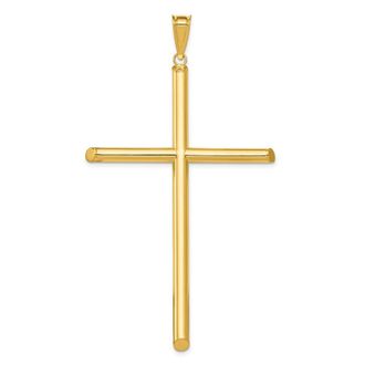 Diamond2Deal 14k Yellow Gold Polished Tube Cross Pendant