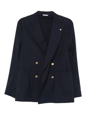 Manuel Ritz double-breasted long-sleeve jacket - Blue